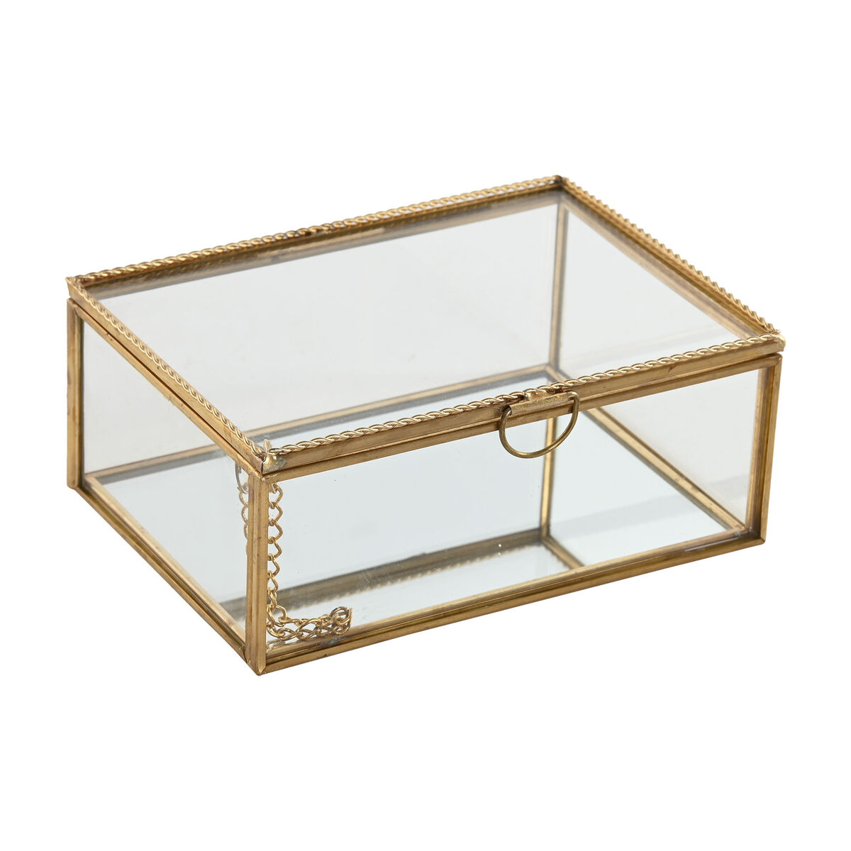 Caja-Joyero Home ESPRIT Dorado Metal Cristal 14 X 10,3 X 5,8 cm