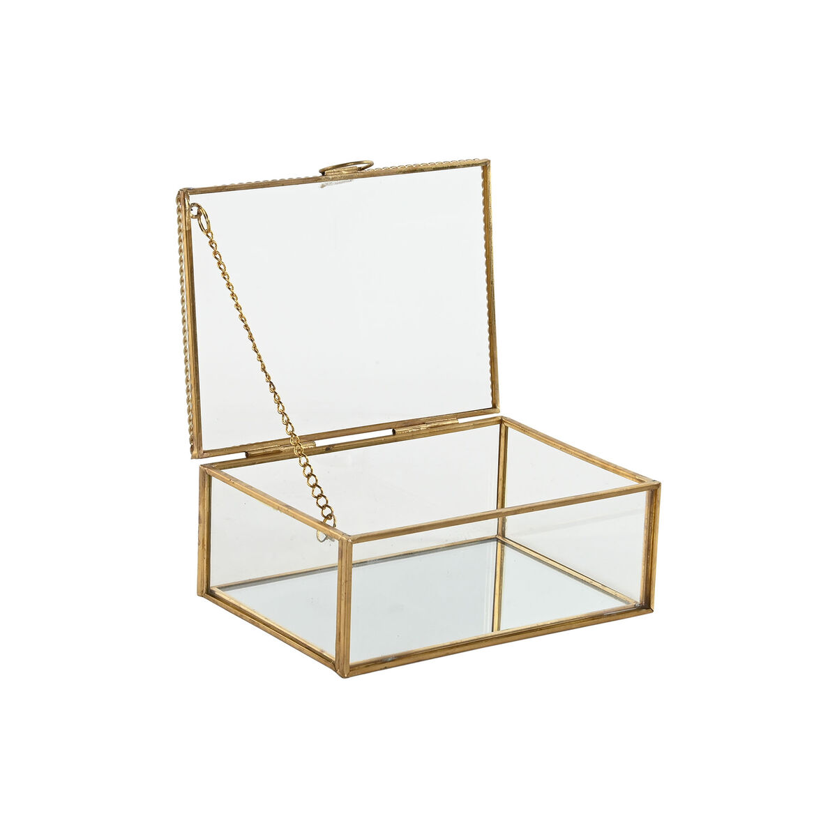 Caja-Joyero Home ESPRIT Dorado Metal Cristal 14 X 10,3 X 5,8 cm