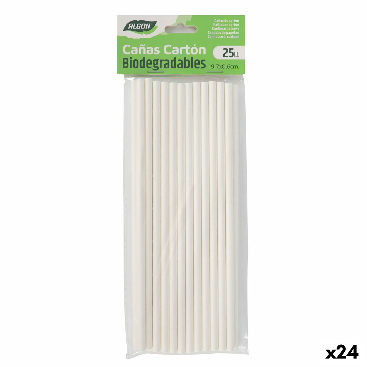 Pajita Reutilizable Algon 19,7 x 0,6 cm 25 Piezas 24 Unidades