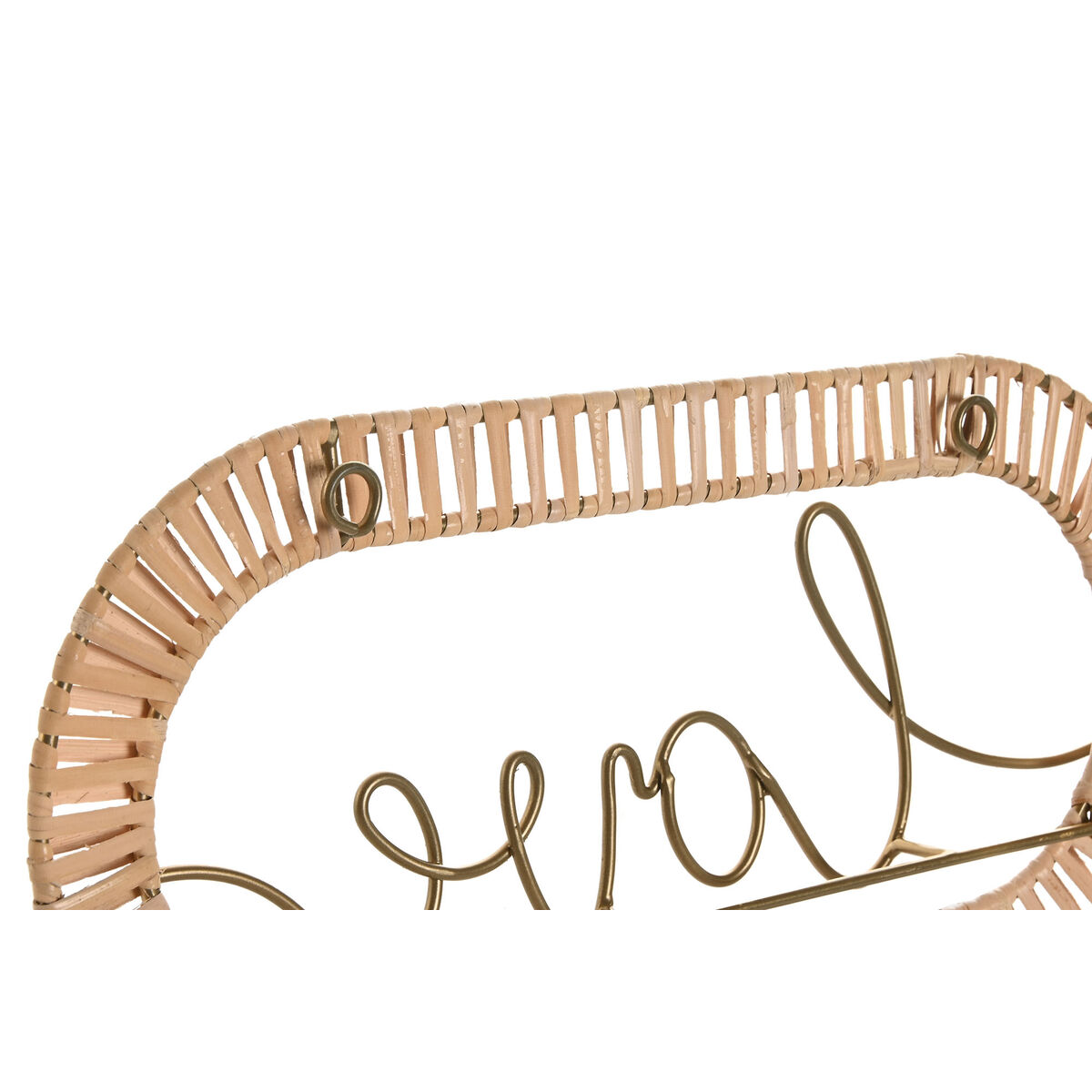 Perchero de Pared Home ESPRIT Dorado Natural Metal Ratán 40 x 6,4 x 28,6 cm (2 Unidades)