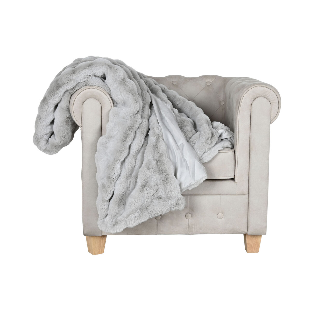 Manta Home ESPRIT Gris claro 220 x 240 x 1 cm