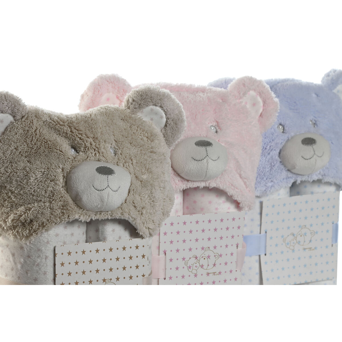 Manta Home ESPRIT Azul Beige Rosa 100 x 75 x 20 cm (3 Unidades)