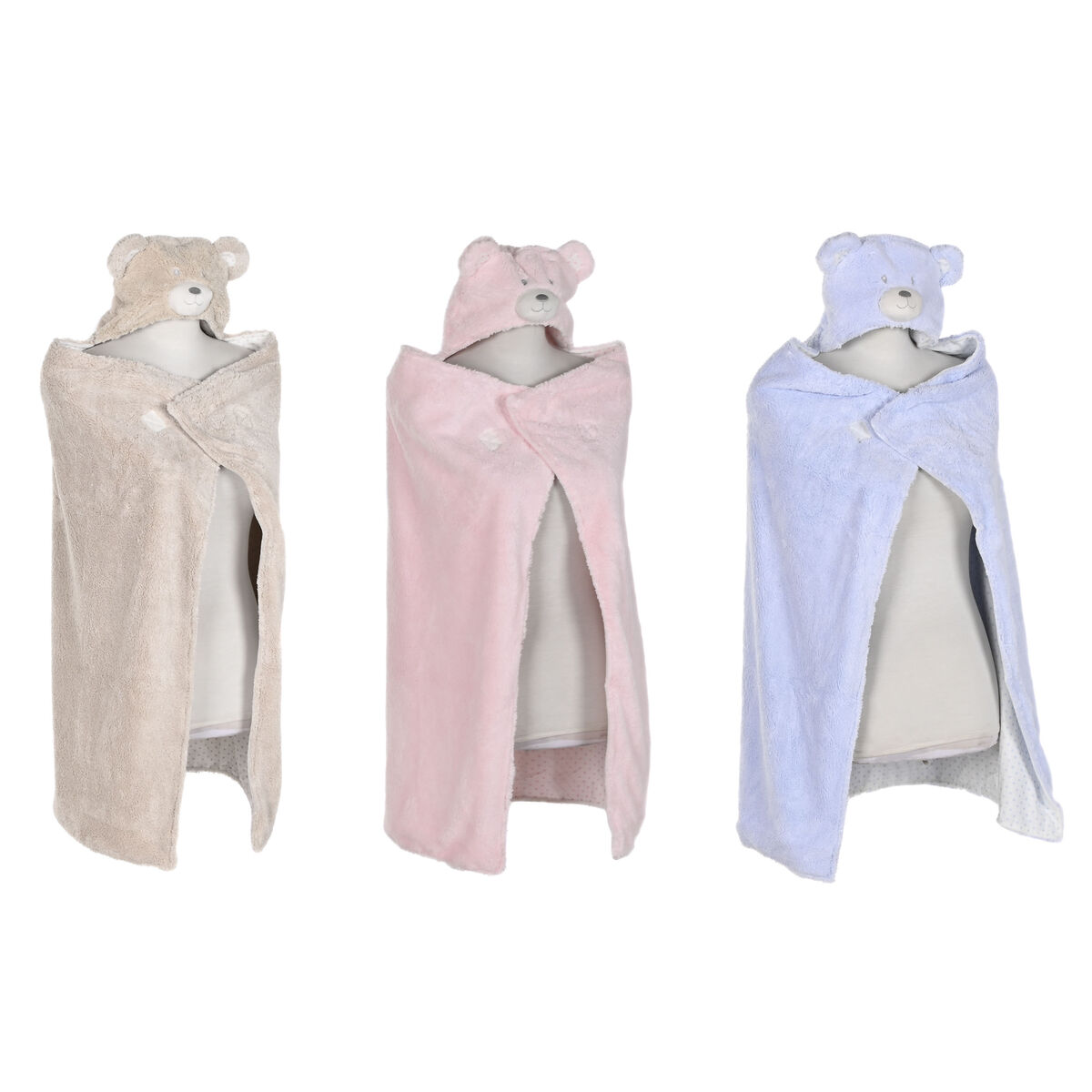 Manta Home ESPRIT Azul Beige Rosa 100 x 75 x 20 cm (3 Unidades)