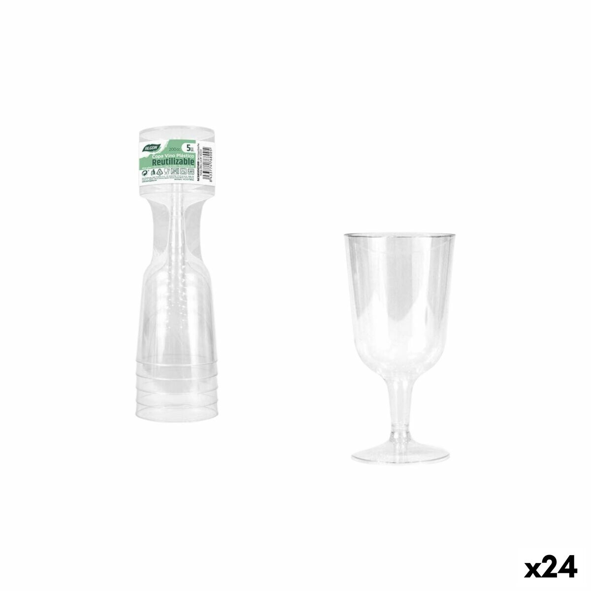 Copa de vino Algon 200 ml 5 Piezas (24 Unidades)