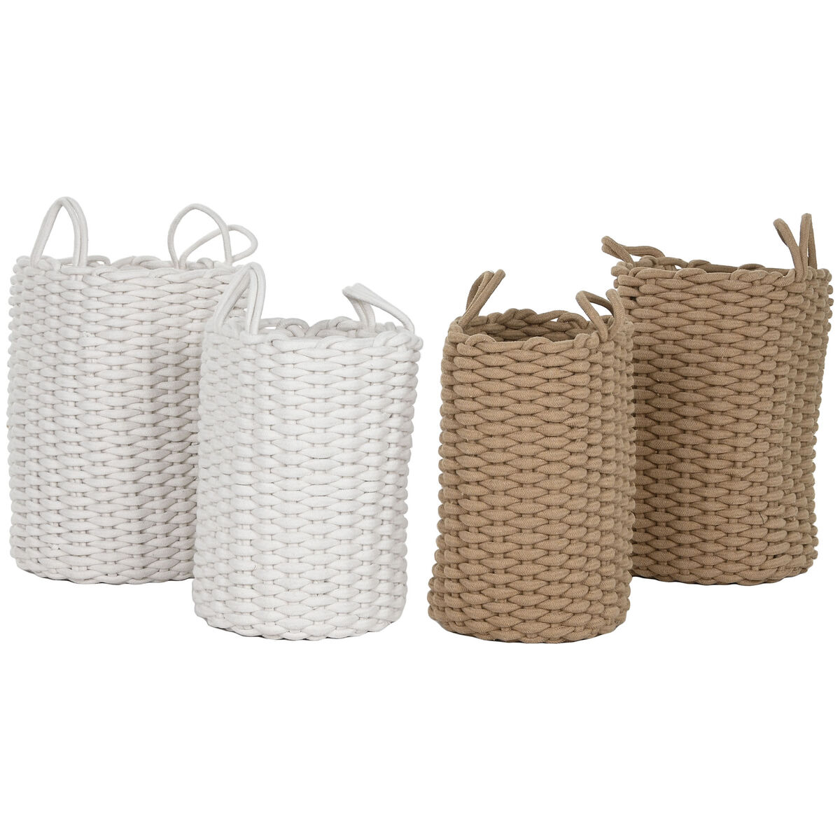 Juego de Cestas Home ESPRIT Blanco Beige Cuerda 30 x 30 x 43 cm 2 Piezas (2 Unidades)