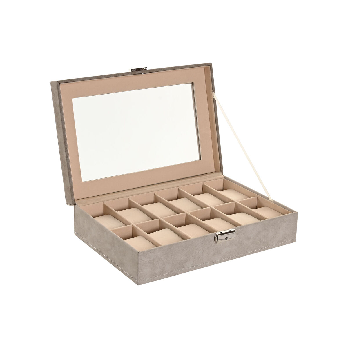 Caja-Joyero Home ESPRIT Gris Gris oscuro Poliuretano Madera MDF 29,5 x 20 x 8 cm