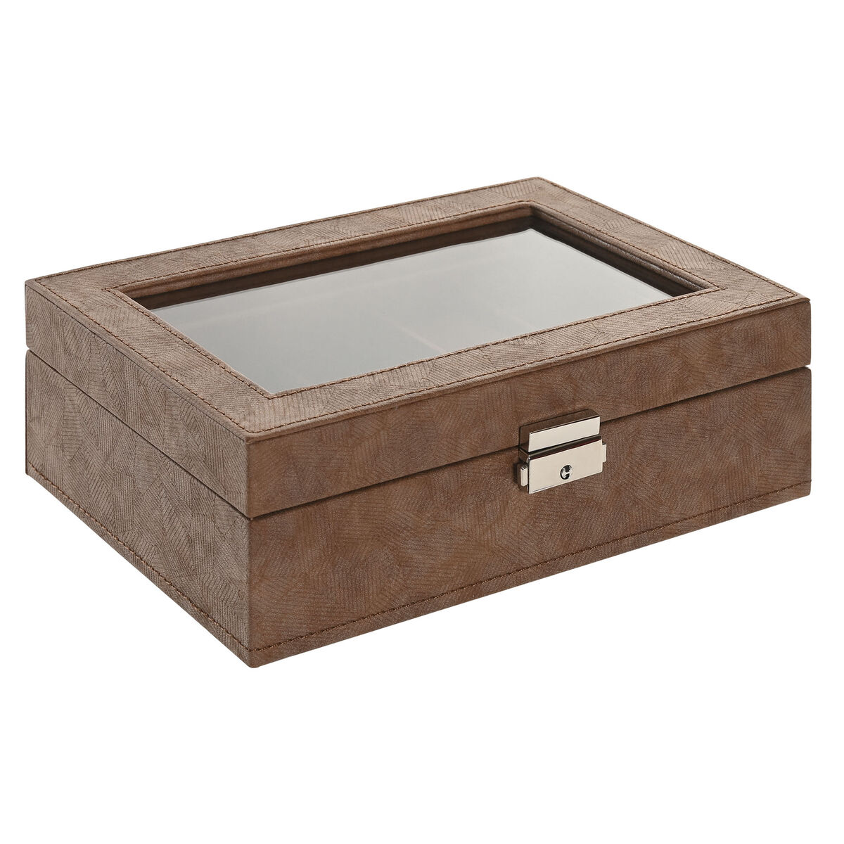 Caja-Joyero Home ESPRIT Marrón Poliuretano Cristal Madera MDF 25 X 16,5 X 8,5 CM