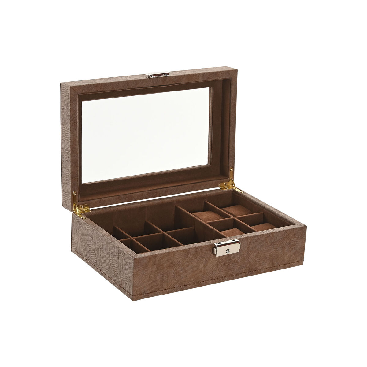 Caja-Joyero Home ESPRIT Marrón Poliuretano Cristal Madera MDF 25 X 16,5 X 8,5 CM