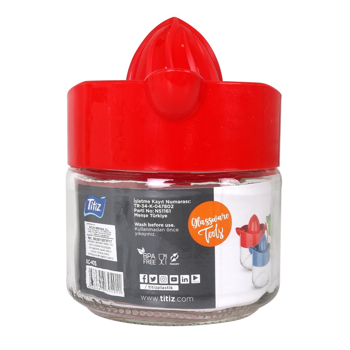 Exprimidor Titiz Vidrio 0,3 L 10 x 18 x 12 cm (36 Unidades)