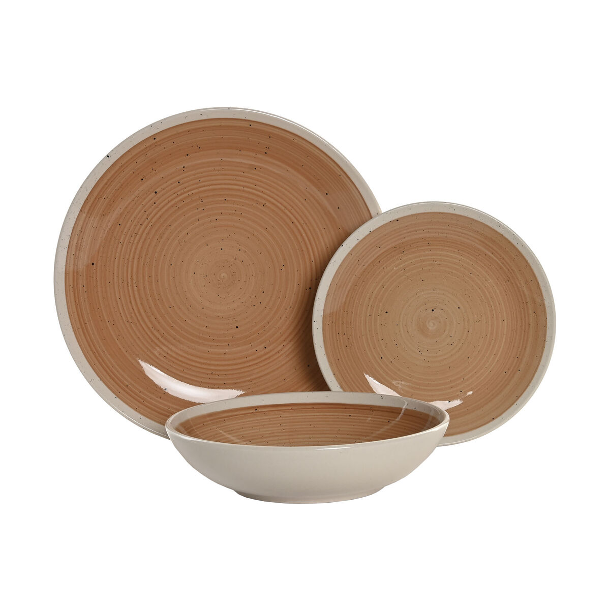 Vajilla Home ESPRIT Blanco Naranja Gres 18 Piezas