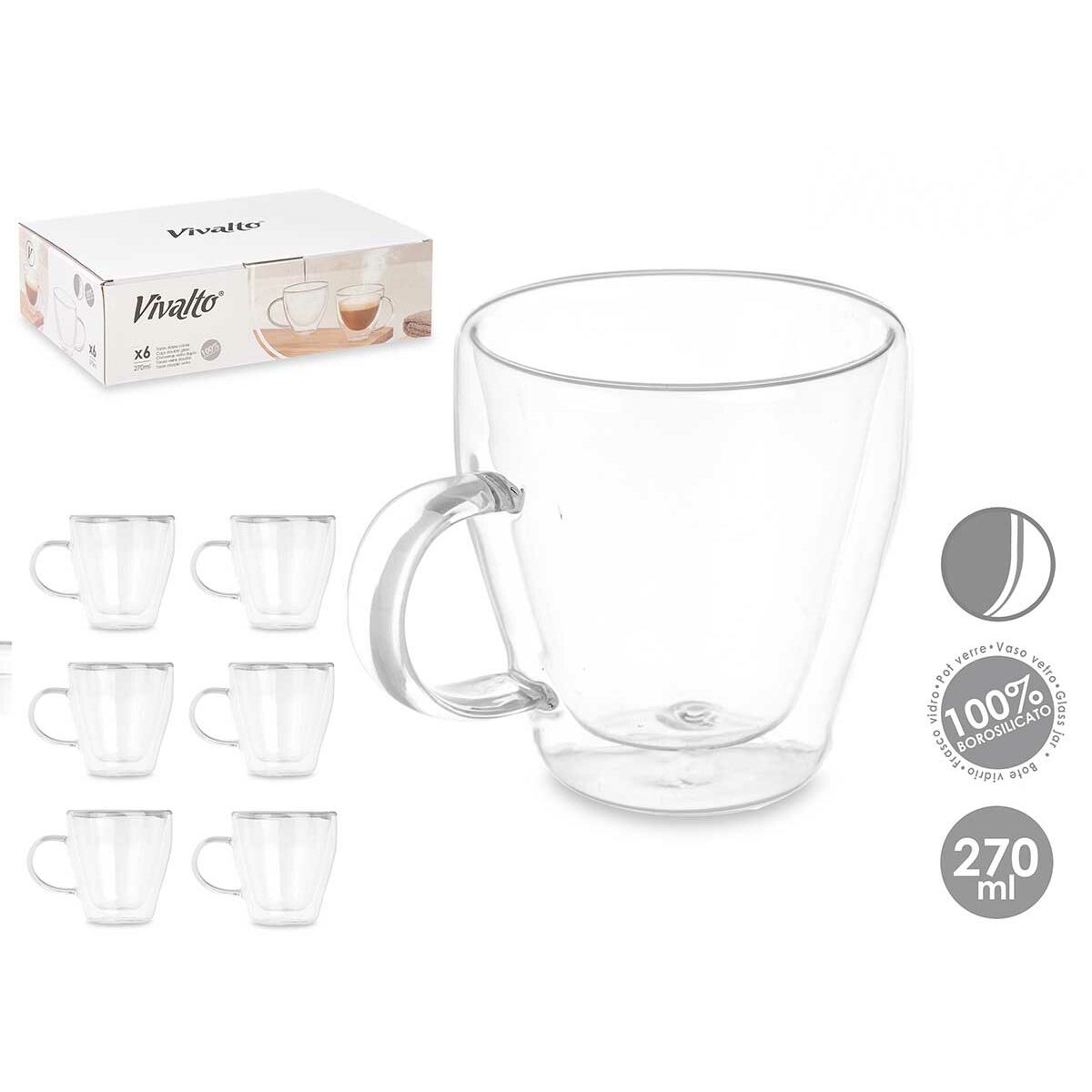 Taza Vivalto Transparente 270 ml (6 Unidades)