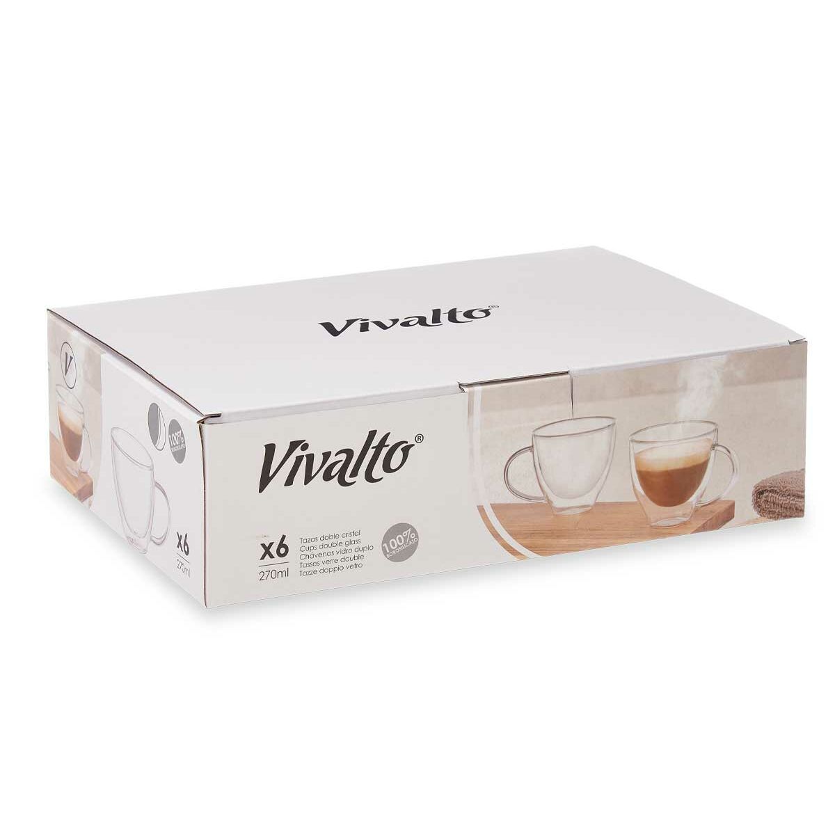 Taza Vivalto Transparente 270 ml (6 Unidades)