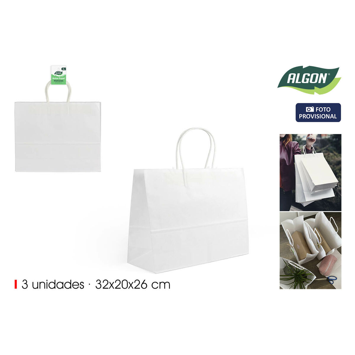 Bolsa Reutilizable para Alimentos Algon Blanco 3 Piezas (24 Unidades)