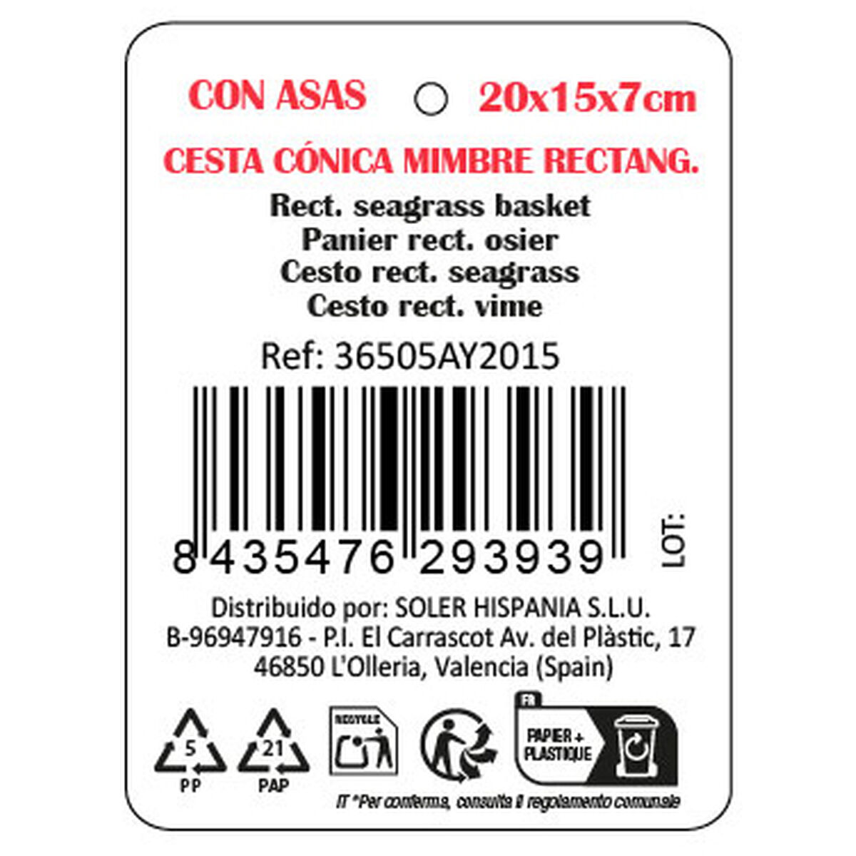 Caja de Almacenaje Privilege Mimbre 20 x 15 x 7 cm (18 Unidades)