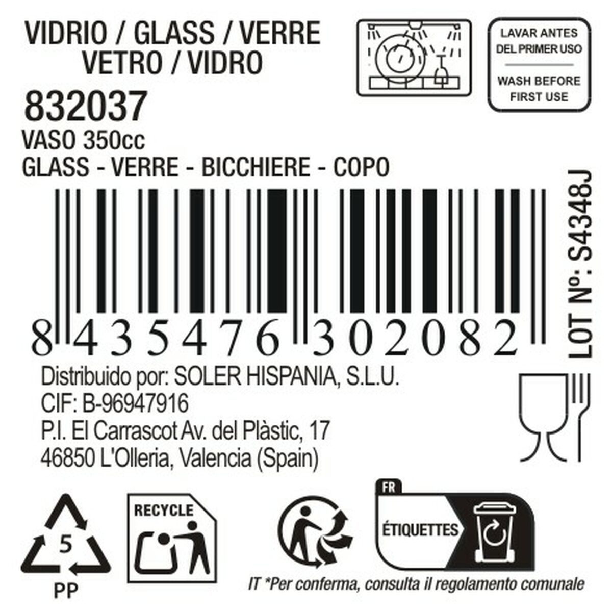 Vaso de agua La Mediterránea Ciclon (48 Unidades)