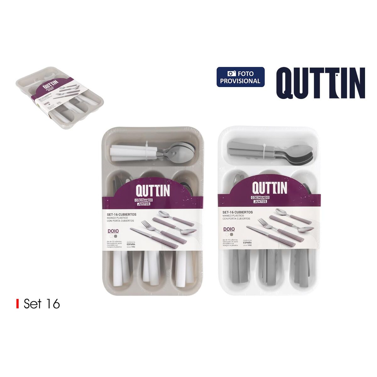 Cubertería Quttin Plástico 16 Piezas 17 Piezas (6 Unidades)