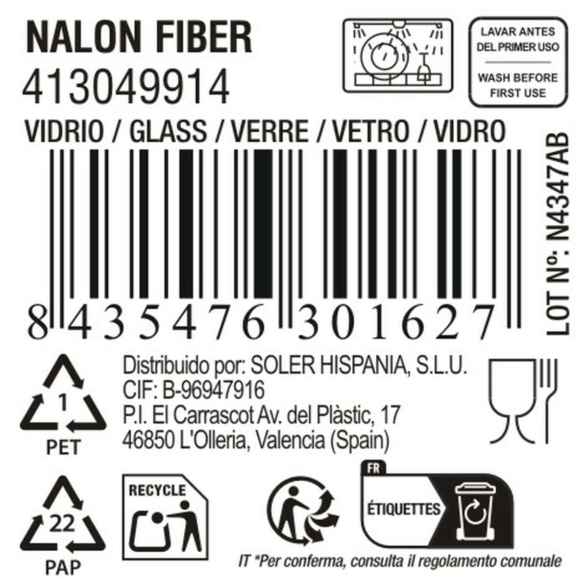 Vaso de agua La Mediterránea Nalon fiber (36 Unidades)