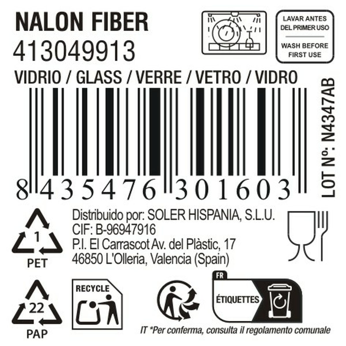 Vaso de agua La Mediterránea Nalon fiber (48 Unidades)