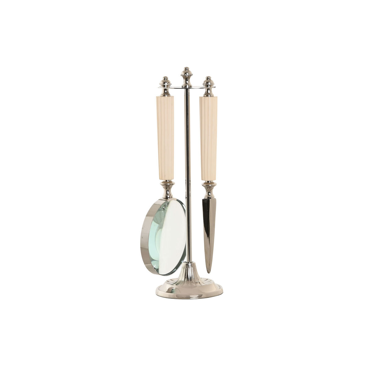 Lupa Home ESPRIT Cristal Acero Hueso 8 x 8 x 30 cm