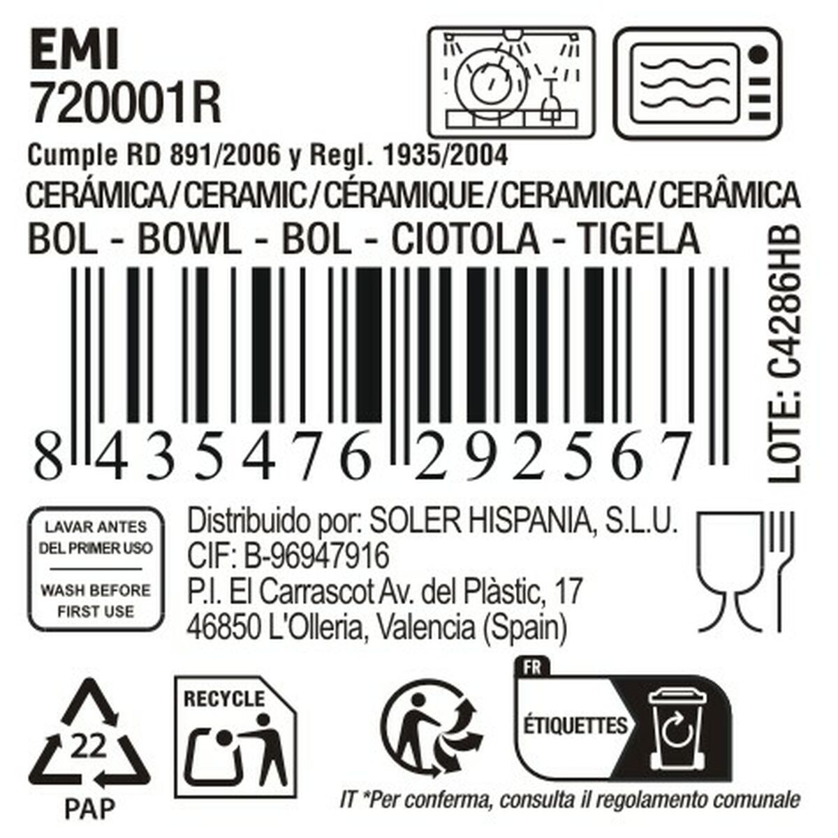 Bol para Aperitivos La Mediterránea Emi (36 Unidades)