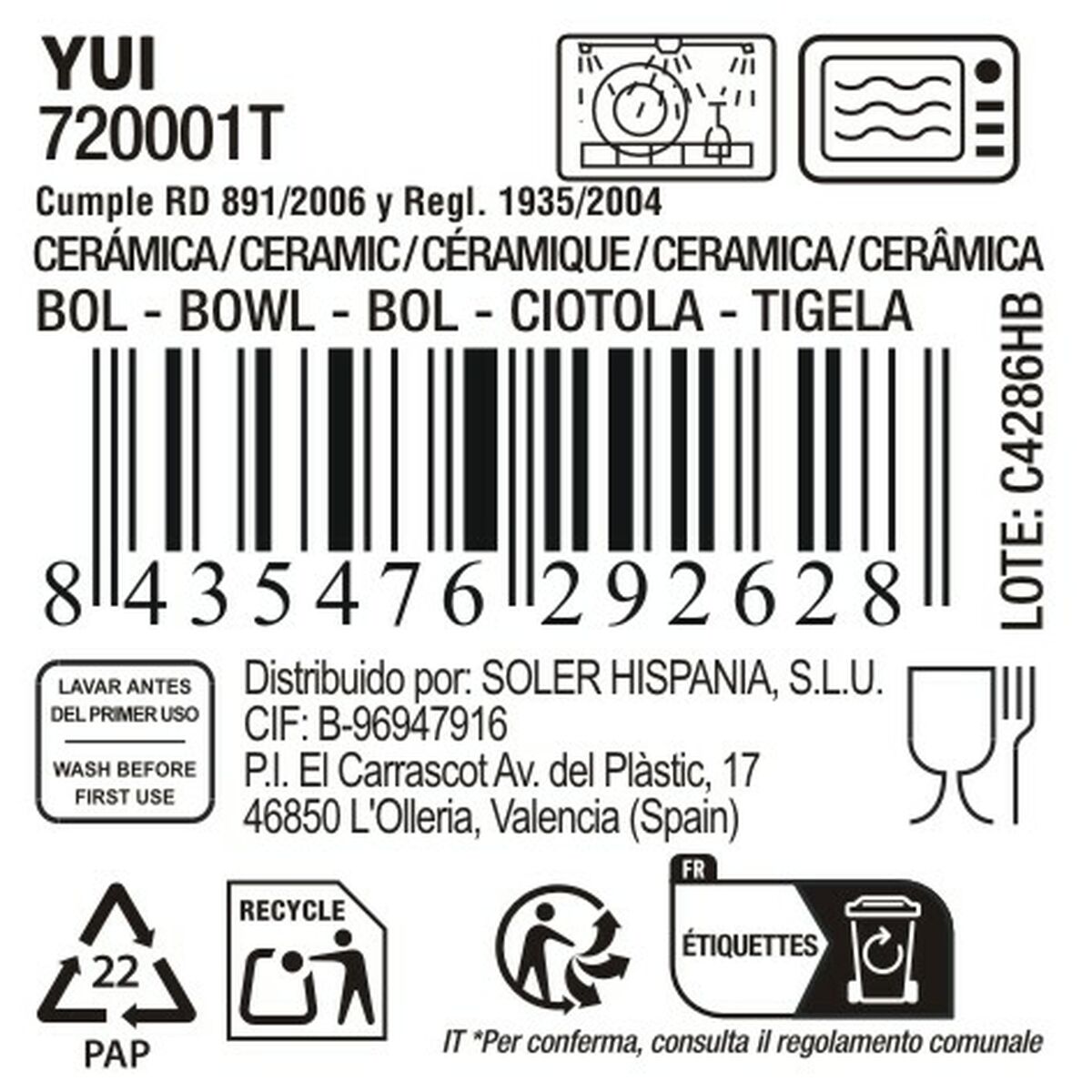 Bol para Aperitivos La Mediterránea Yui (36 Unidades)