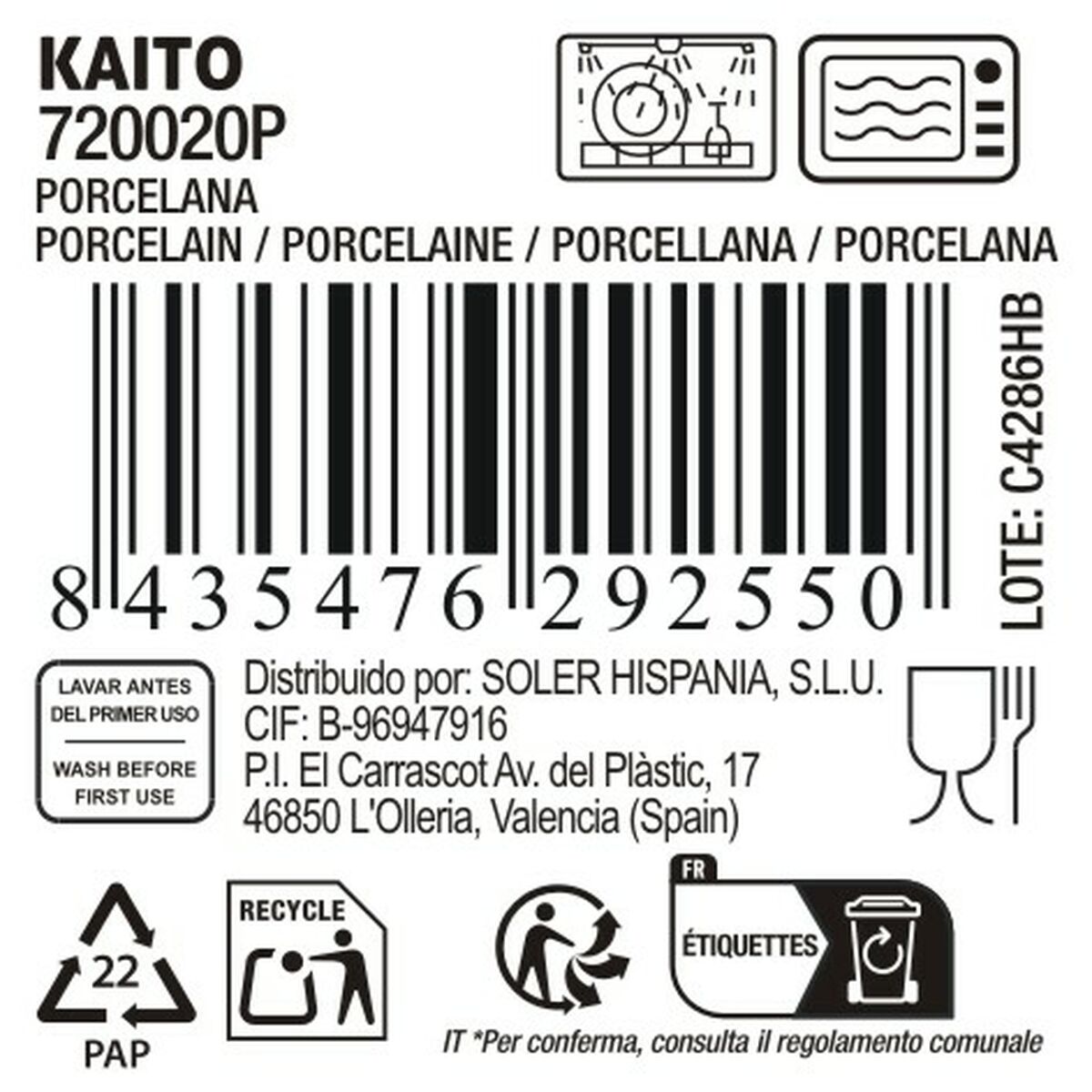 Fuente de Cocina La Mediterránea Kaito Redonda (18 Unidades)