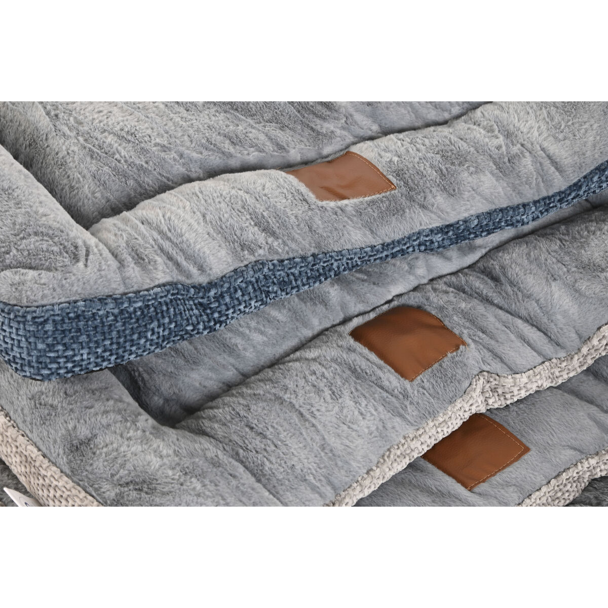 Cama para mascota Home ESPRIT Azul Gris Gris claro 85 X 70 X 8 CM 2 Unidades