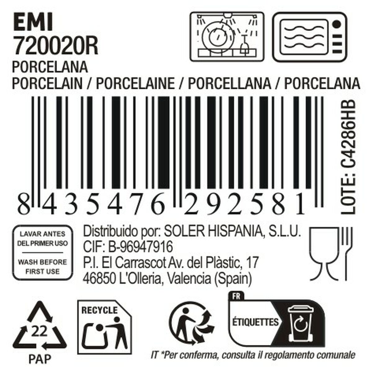 Fuente de Cocina La Mediterránea Emi Redonda (18 Unidades)