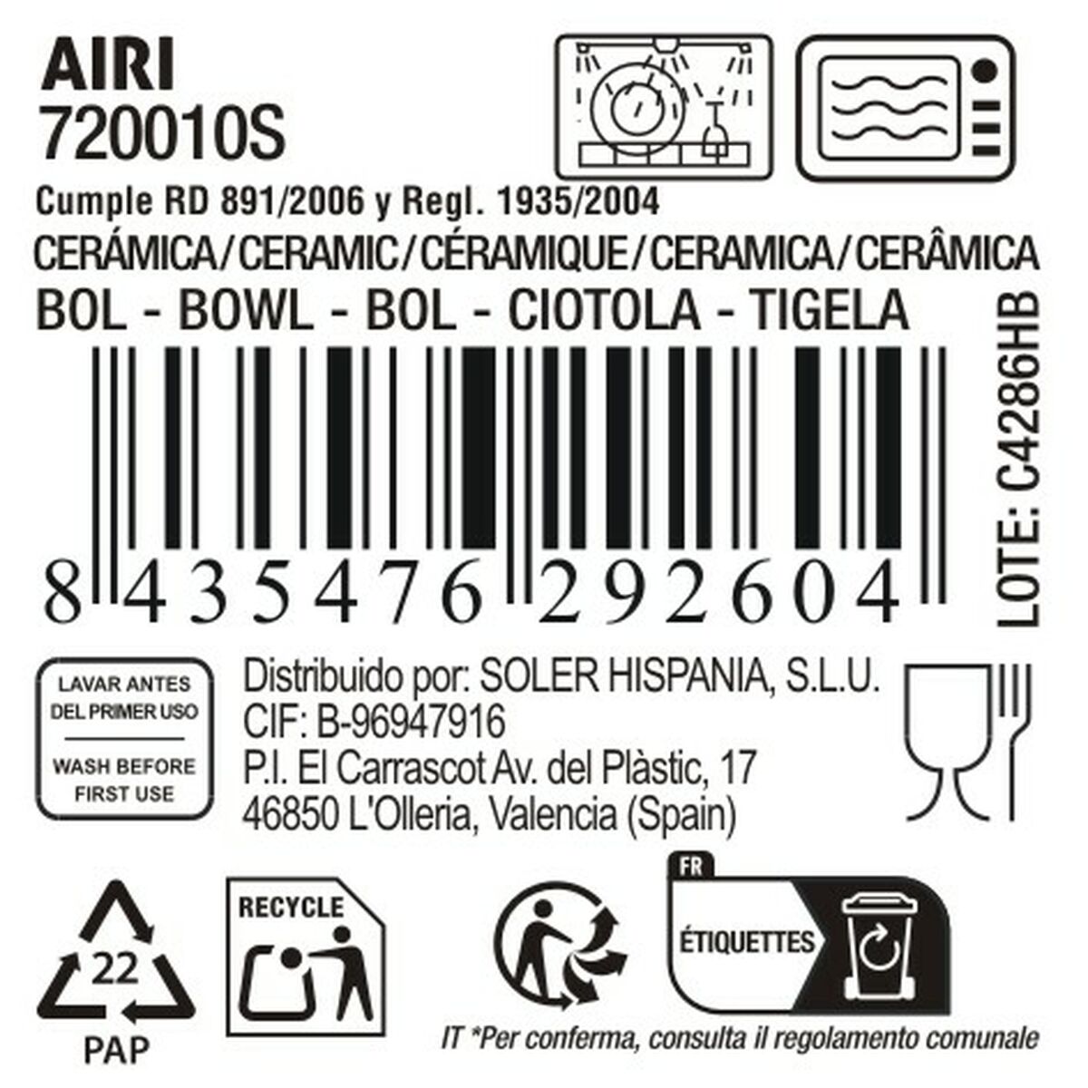 Bol para Aperitivos La Mediterránea Airi (18 Unidades)