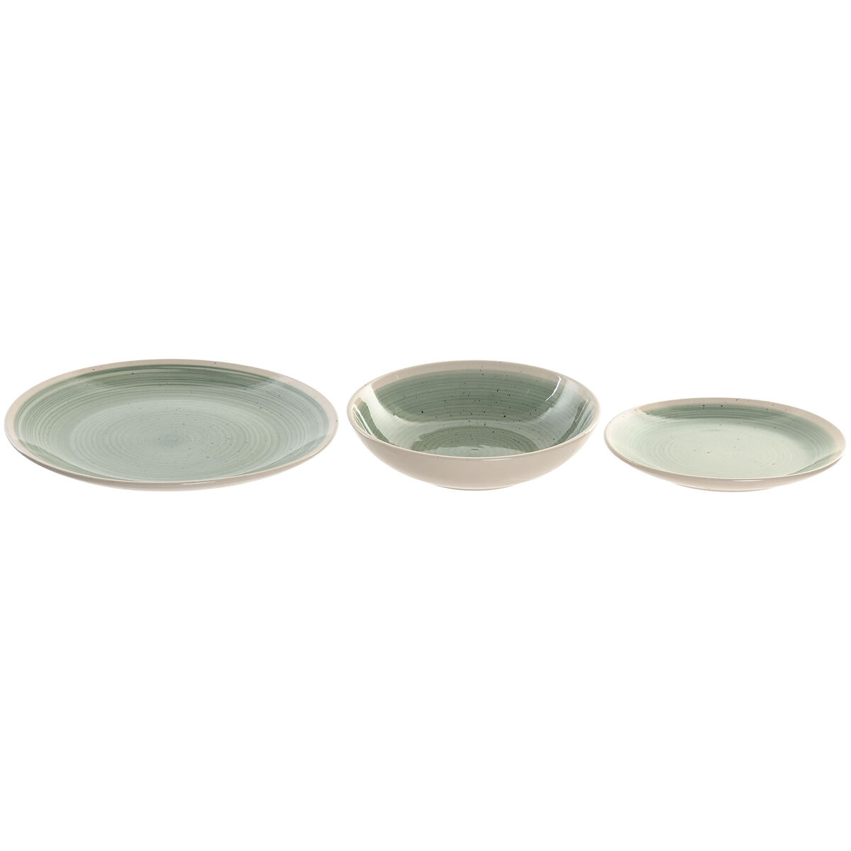 Vajilla Home ESPRIT Blanco Verde Gres 18 Piezas