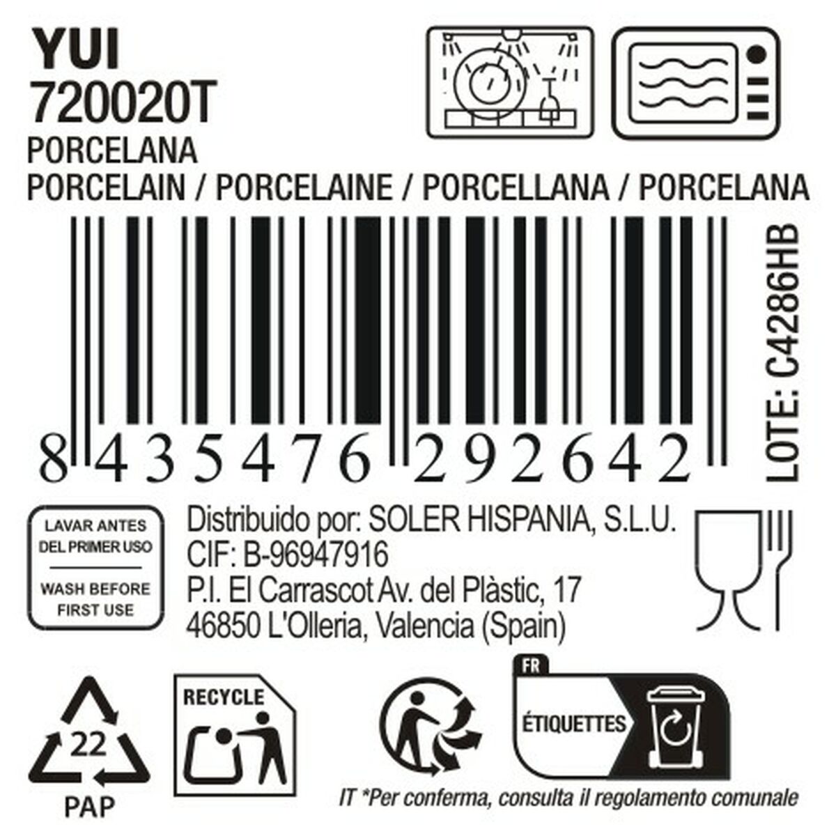 Fuente de Cocina La Mediterránea Yui Redonda (18 Unidades)