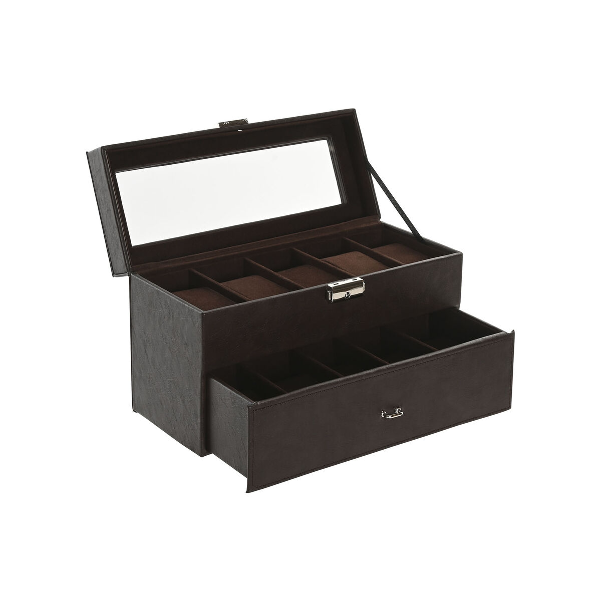 Caja-Joyero Home ESPRIT Marrón Poliuretano Cristal Madera MDF 27,5 x 11 x 15 cm