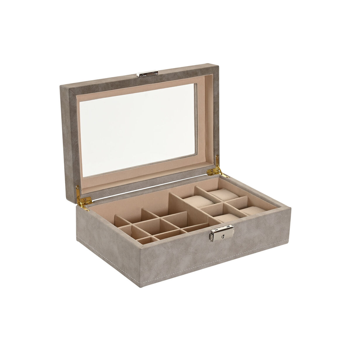 Caja-Joyero Home ESPRIT Marrón Gris Poliuretano Madera MDF 25,00, X 16,5 X 8 CM