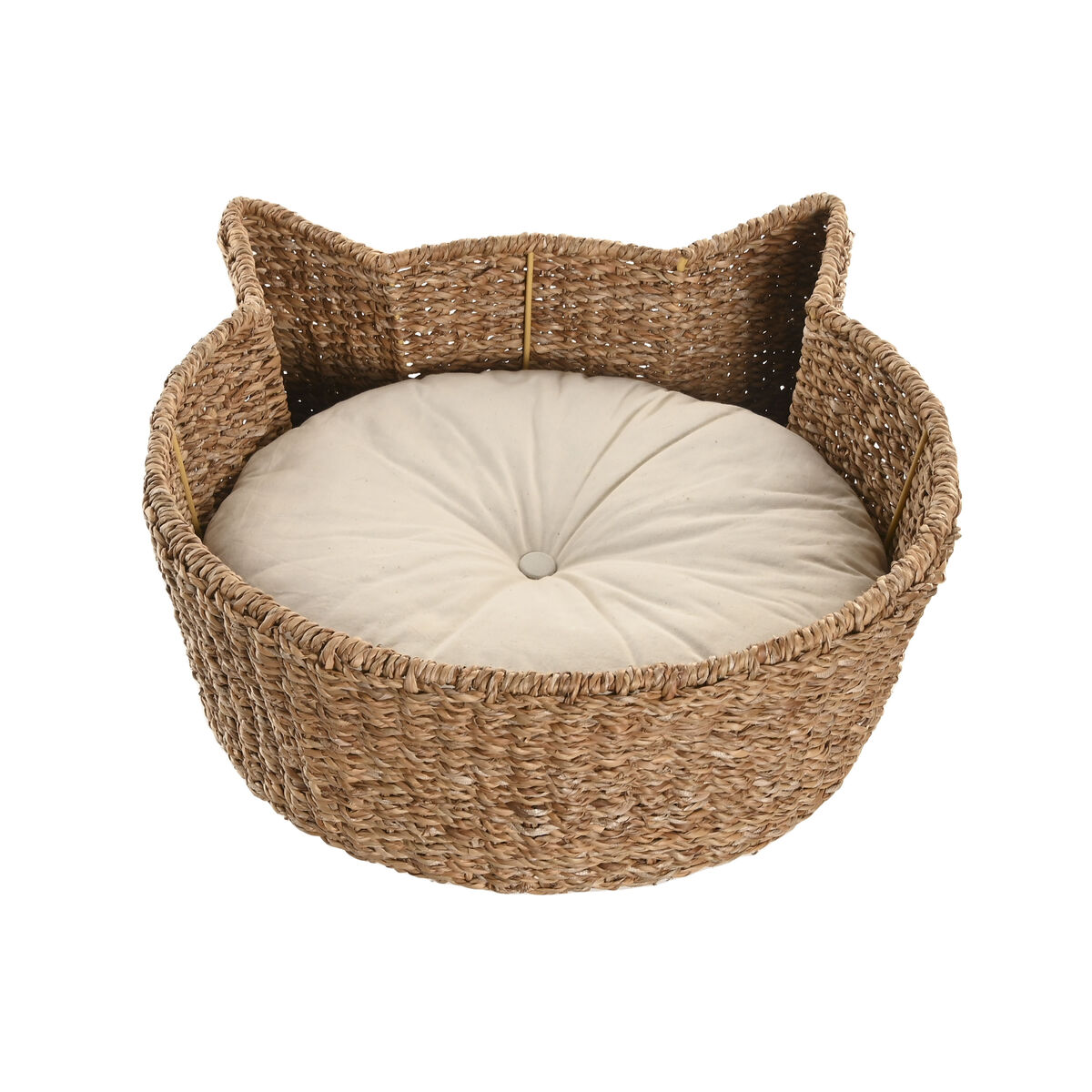Cama para mascota Home ESPRIT Blanco Natural Fibra natural 55 X 45 X 18 CM