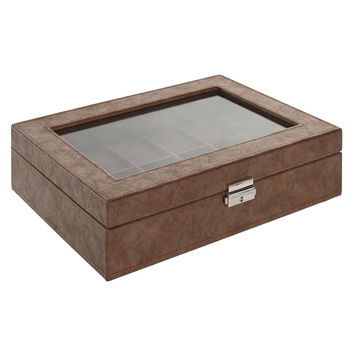 Caja-Joyero Home ESPRIT Marrón Poliuretano Cristal Madera MDF 30 x 20 x 8 cm