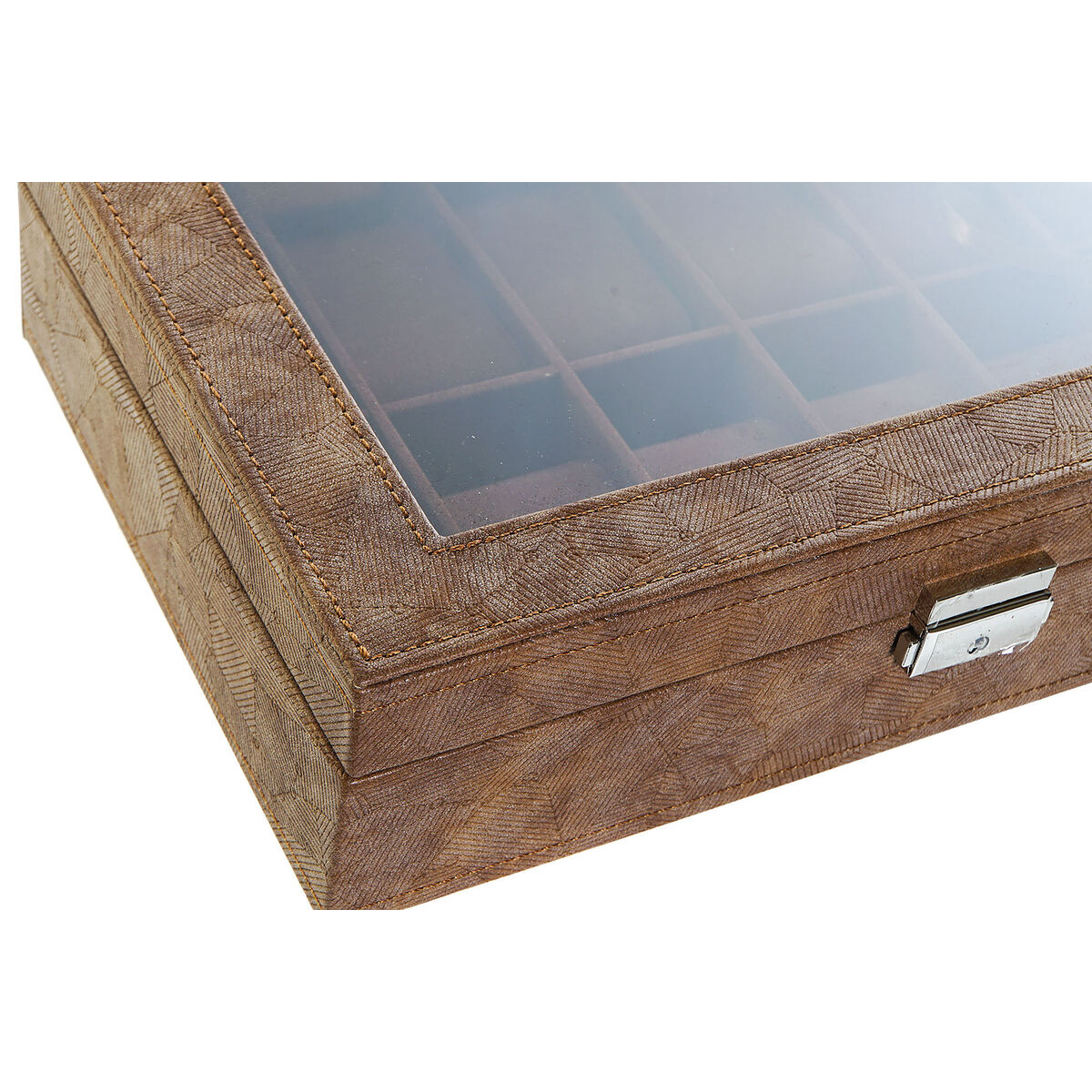 Caja-Joyero Home ESPRIT Marrón Poliuretano Cristal Madera MDF 30 x 20 x 8 cm