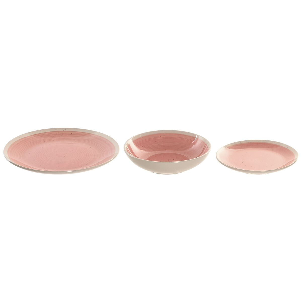 Vajilla Home ESPRIT Blanco Rosa Gres 18 Piezas