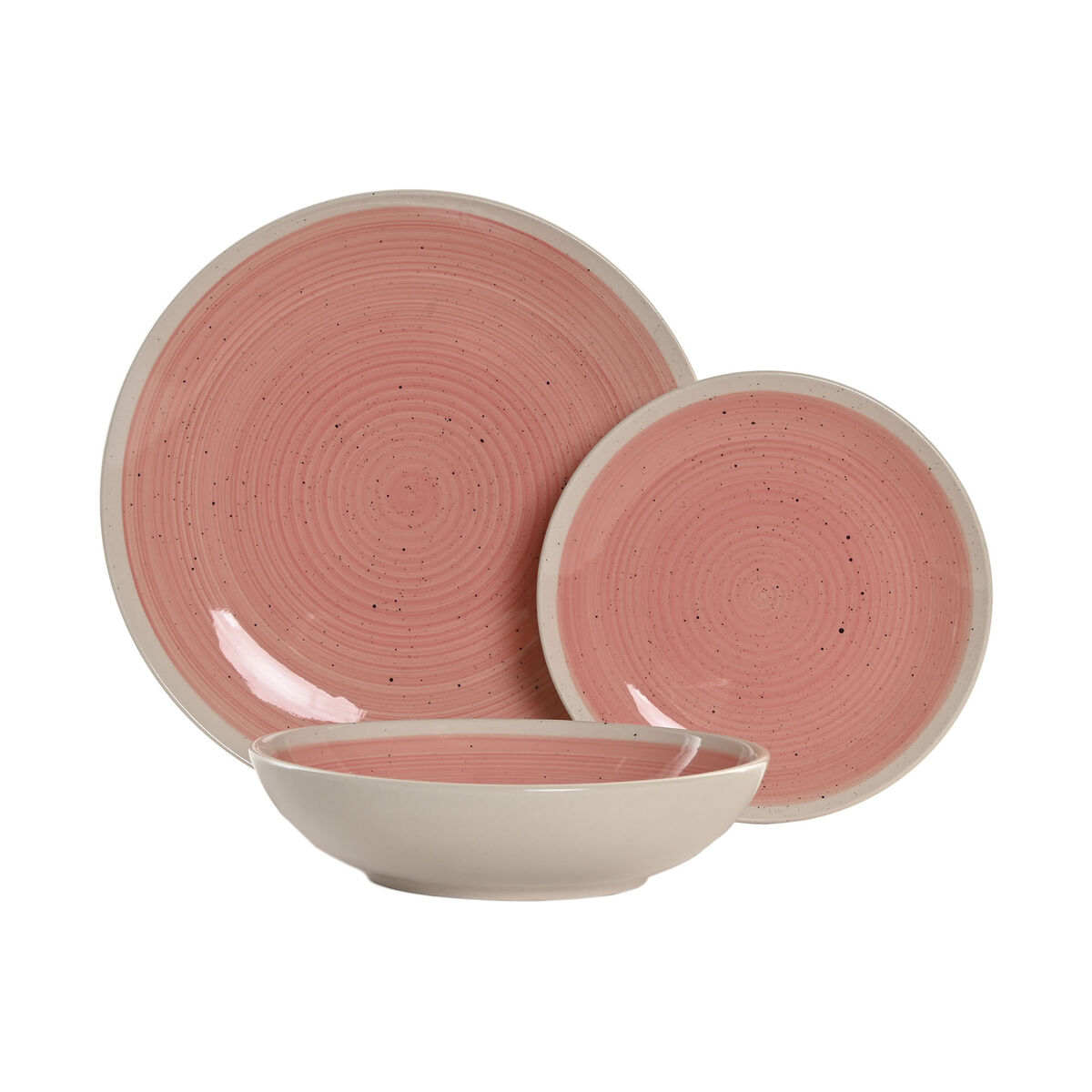 Vajilla Home ESPRIT Blanco Rosa Gres 18 Piezas
