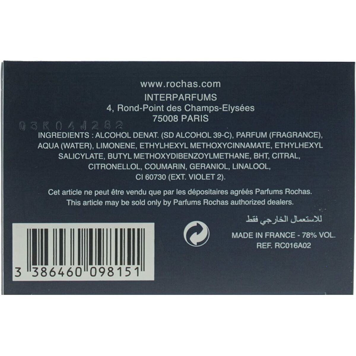 Perfume Hombre Rochas L'Homme EDT 60 ml