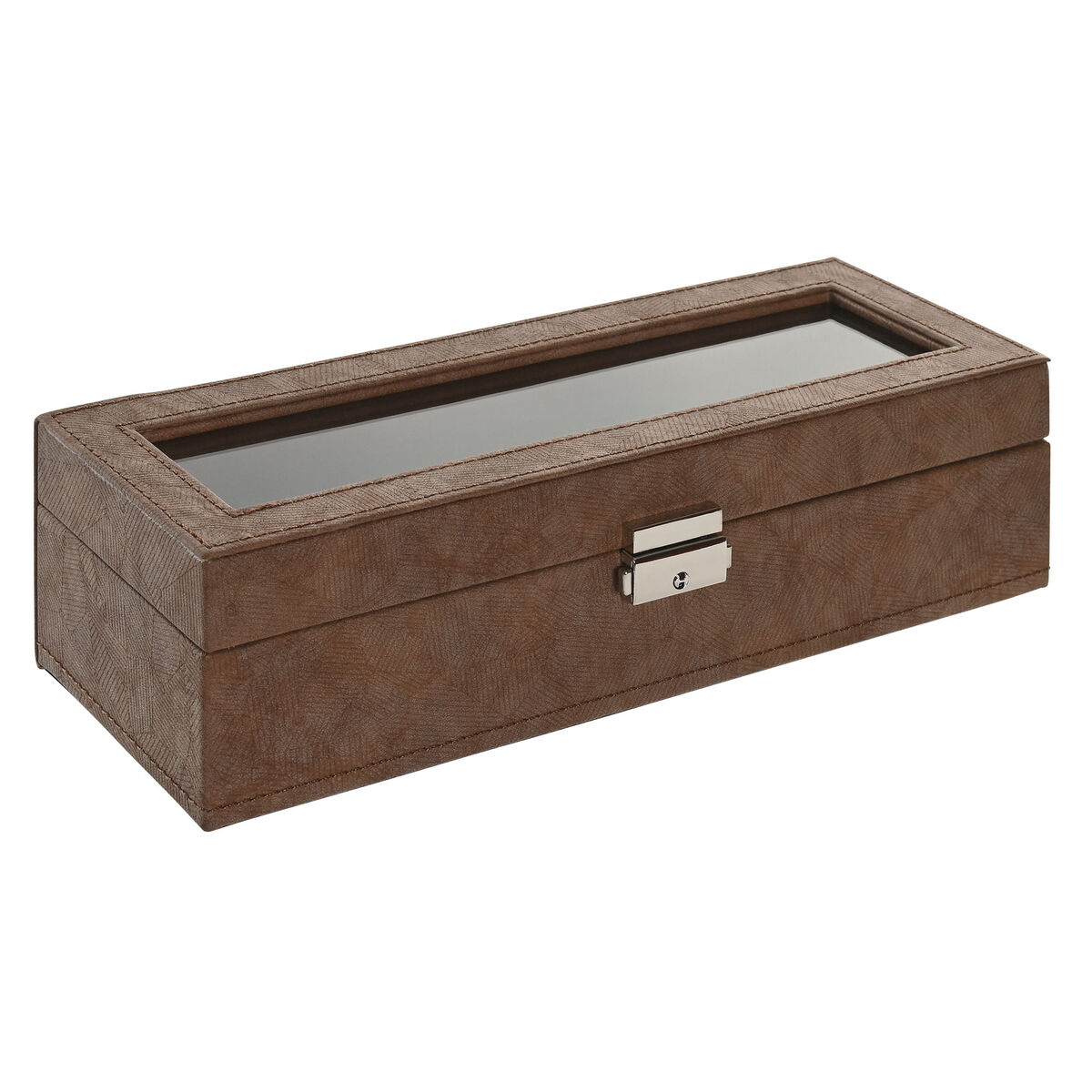 Caja-Joyero Home ESPRIT Marrón Poliuretano Cristal Madera MDF 30 x 10 x 8 cm
