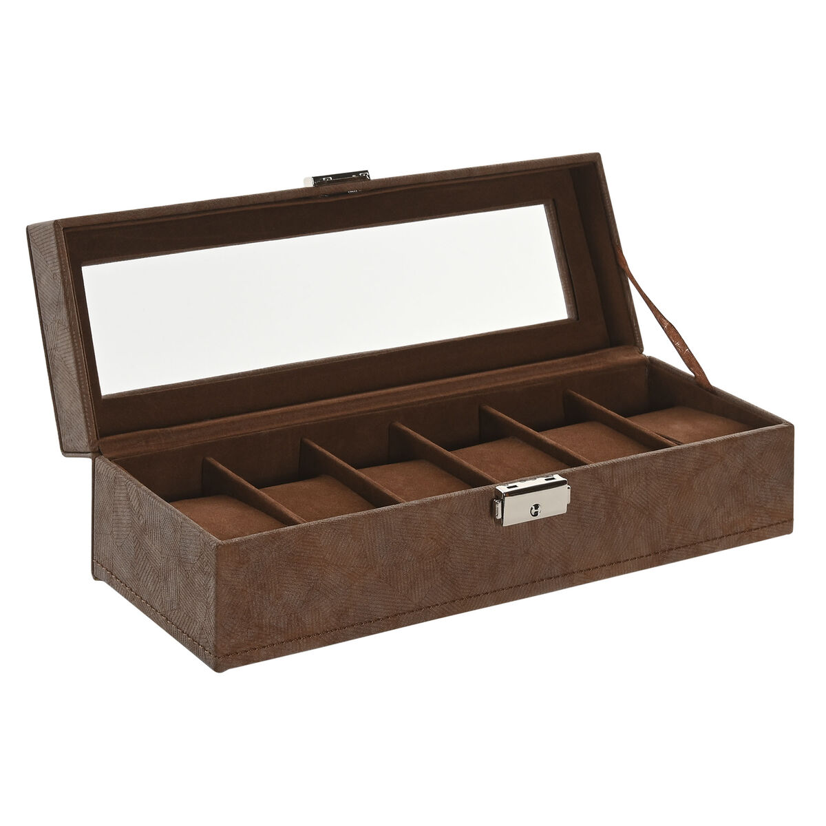 Caja-Joyero Home ESPRIT Marrón Poliuretano Cristal Madera MDF 30 x 10 x 8 cm