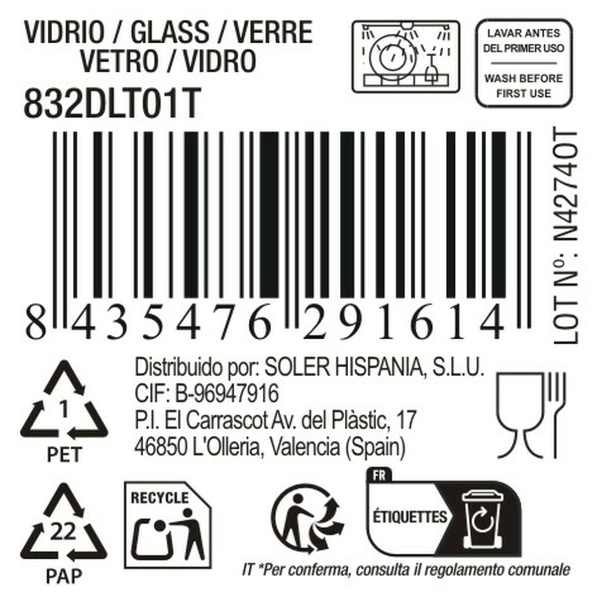 Vaso de agua La Mediterránea Syros (48 Unidades)