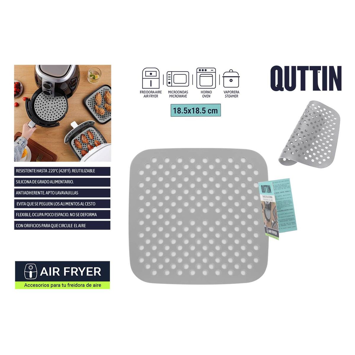 Bandeja reutilizable de silicona para Freidora de aire Quttin