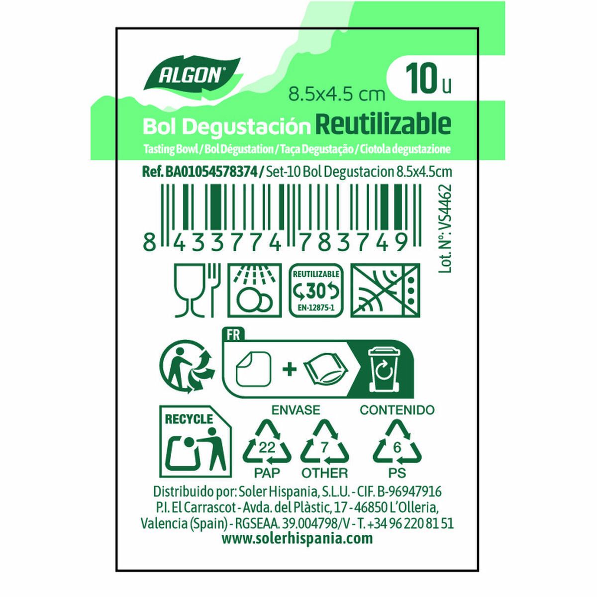 Bol para Aperitivos Algon 10 Piezas (24 Unidades)