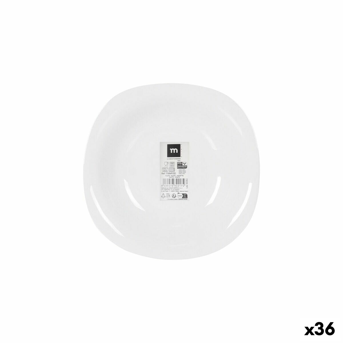 Plato Hondo La Mediterránea Palaos 21 x 21 x 3,5 cm (36 Unidades)
