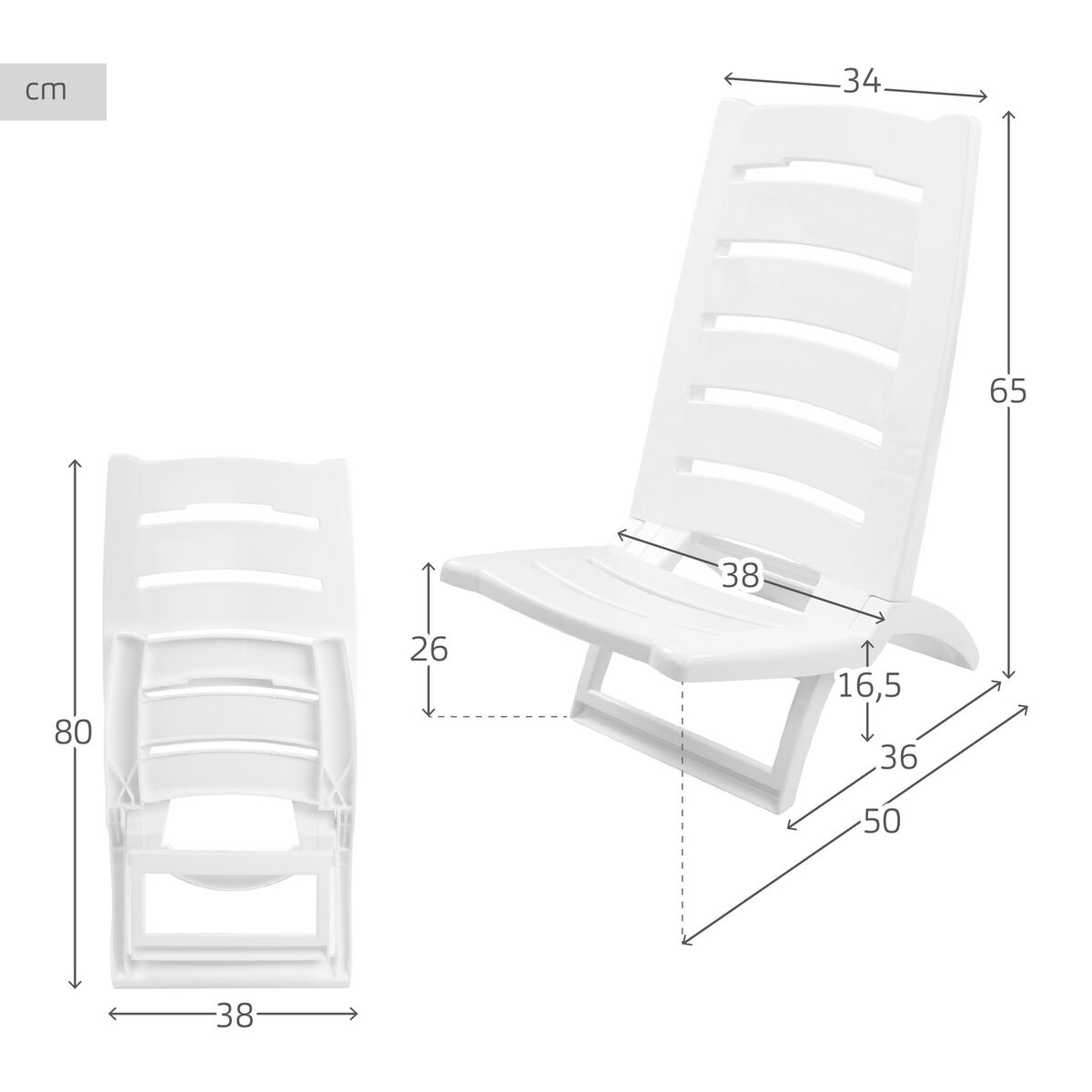 Silla Plegable Aktive 38 x 65 x 36 cm (4 Unidades)