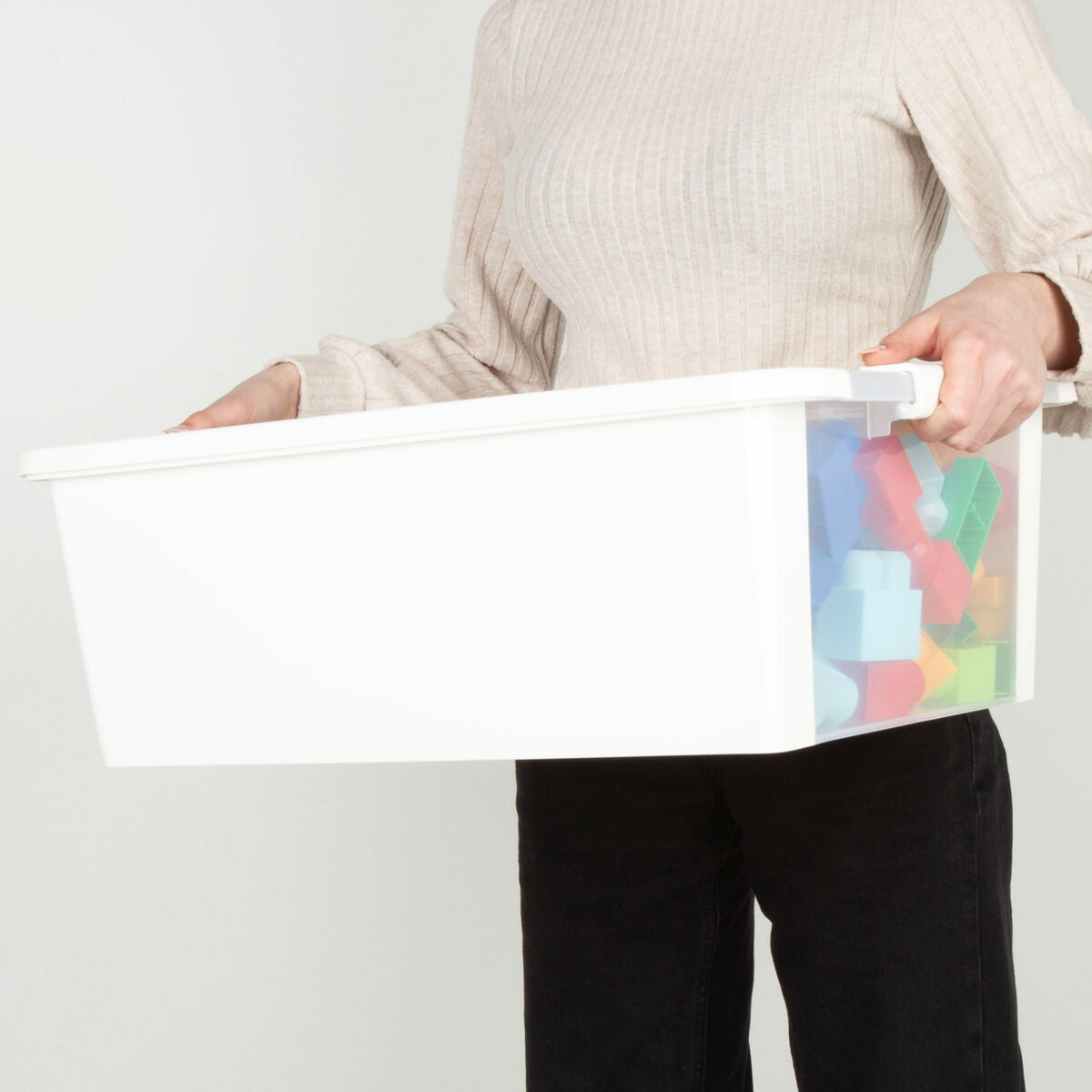 Caja de Almacenaje con Tapa Curver Blanco Plástico 26 L 55 x 19 x 35 cm (7 Unidades)