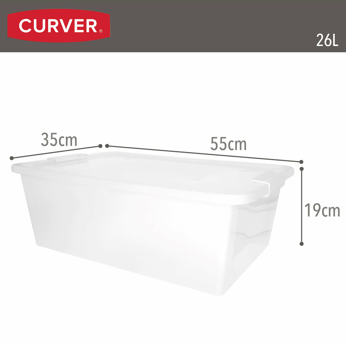 Caja de Almacenaje con Tapa Curver Blanco Plástico 26 L 55 x 19 x 35 cm (7 Unidades)