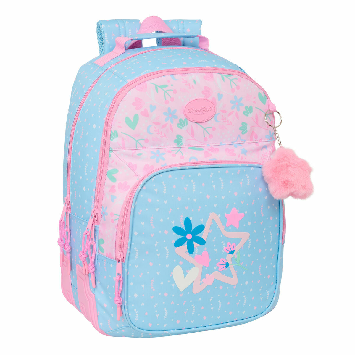 Mochila Escolar BlackFit8 Smile Azul Rosa 32 x 42 x 15 cm