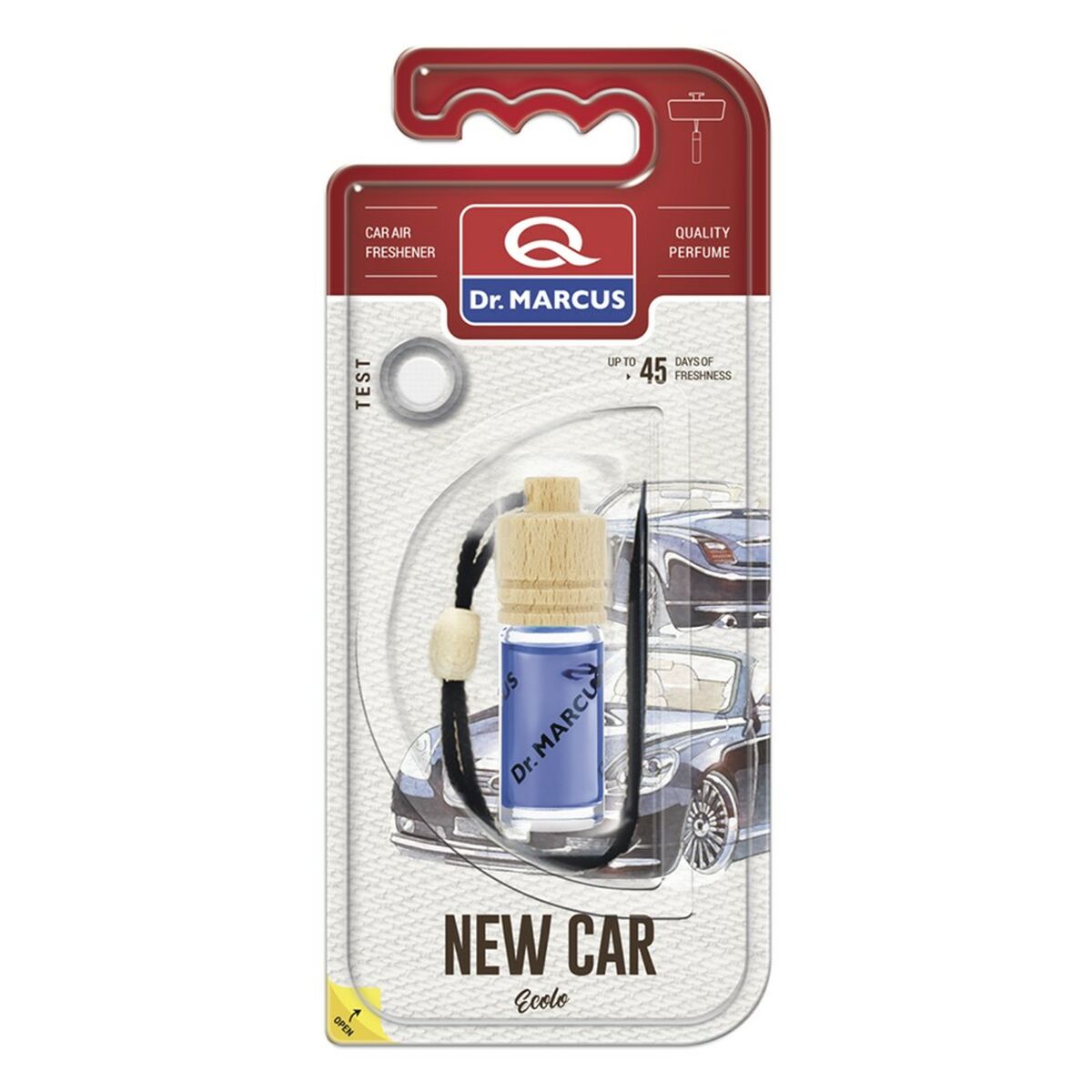 Ambientador para Coche Dr Marcus Ecolo Coche Nuevo 4,5 ml Madera Cristal Fragancia Colgante 4 Piezas